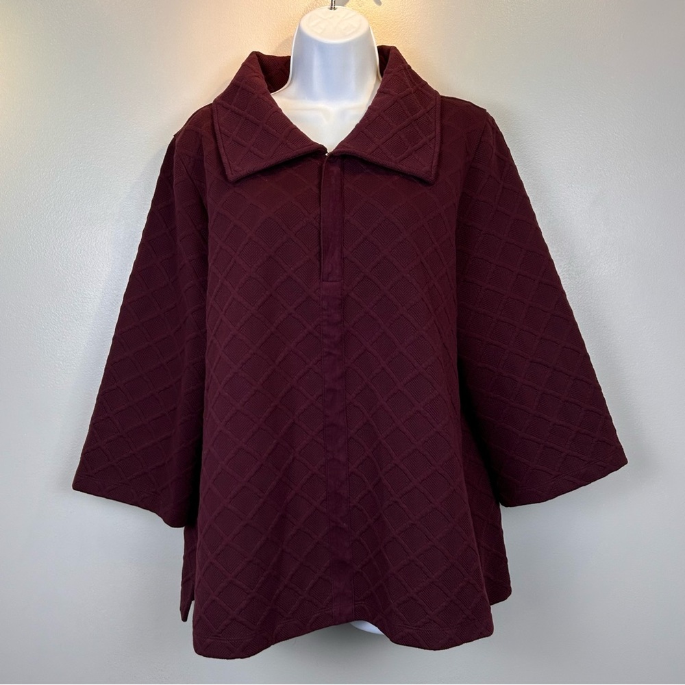 Soft Surroundings Dorothy Sweater Women's Large Maroon Burgundy 1/4 Zip Pullover